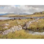 Arthur H. Twells, RUA - ROCKY PASTURES NEAR ROUNDSTONE, CONNEMARA - Oil on Canvas - 12 x 16 inches -