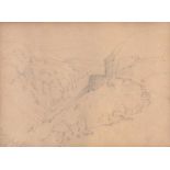 Henry Pope - STUDY OF A LANDSCAPE, NORTH WALES - Pencil on Paper - 7 x 10 inches - Unsigned