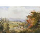 Wycliffe Egginton, RI RCA - FARMSTEAD IN THE VALLEY - Watercolour Drawing - 14 x 20 inches - Signed