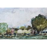 Basil Blackshaw, HRHA HRUA - LANDSCAPE WITH TREES - Mixed Media - 7 x 10 inches - Signed