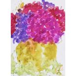 Lynda Cookson - HYDRANGEAS - Watercolour Drawing - 12 x 8 inches - Signed in Monogram