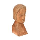 Markey Robinson - HEAD OF A WOMAN - Carved Wooden Sculpture - 7.5 x 3 inches - Signed