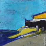 Colin Flack - BY THE CLIFF'S EDGE - Oil on Card - 9 x 9 inches - Signed