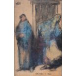 William Conor, RHA RUA - CRONIES - Wax Crayon on Paper - 10 x 6 inches - Signed