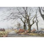 Frank Egginton, RCA FIAL - AN AUTUMN COUNTRY LANE - Watercolour Drawing - 20 x 29 inches - Signed