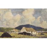 Paul Henry, RHA - LAKESIDE COTTAGES, CONNEMARA - Coloured Print - 15 x 23 inches - Unsigned