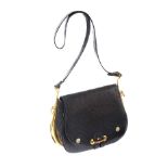 HERMES BLACK OSTRICH LEATHER HANDBAG