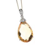 18CT GOLD CITRINE AND DIAMOND NECKLACE