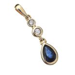 9CT GOLD SAPPHIRE AND DIAMOND PENDANT