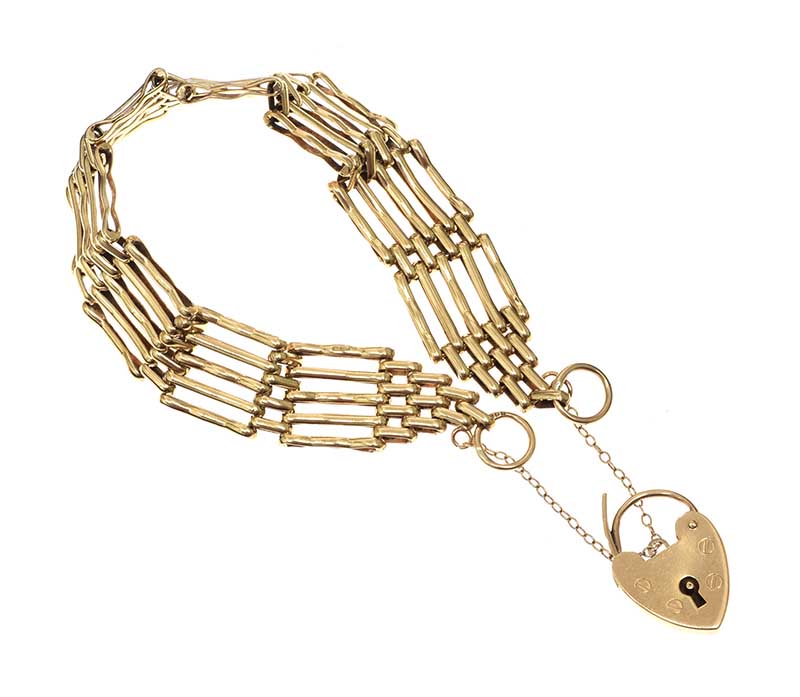 9CT GOLD GATE-LINK BRACELET