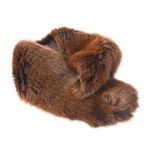 SILK LINED BROWN FOX FUR COLLAR