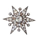 VICTORIAN 18CT GOLD DIAMOND STARBURST PENDANT/BROOCH