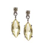 SILVER-TONE CRYSTAL-SET DROP EARRINGS