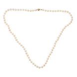 STRING OF CULTURED PEARLS WITH 9CT GOLD CLASP