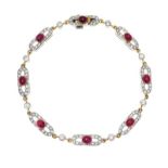 18CT GOLD DIAMOND AND RUBY BRACELET