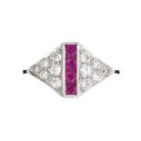 PLATINUM RUBY AND DIAMOND RING