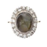 GOLD CHRYSOBERYL AND DIAMOND RING