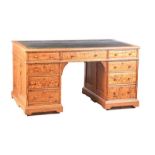 VICTORIAN PITCH PINE PEDESTAL DESK