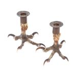 PAIR OF CLAW CANDLESTICKS