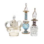 THREE VENETIAN GLASS PERFUME BOTTLES