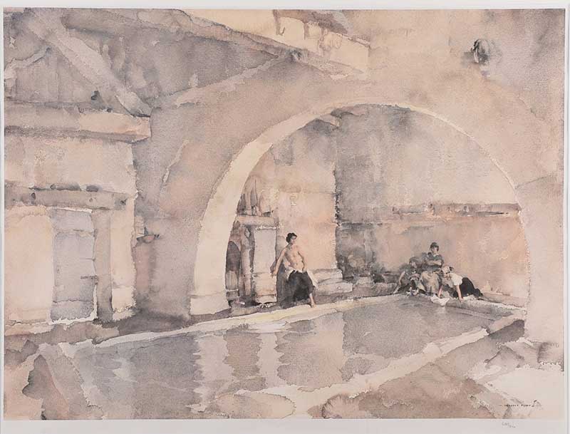 Sir William Russell Flint, RA - NUDE BATHING - Limited Edition Coloured Print (638/850) - 21 x 28