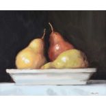 Lorraine Christie - STILL LIFE, THREE PEARS - Oil on Canvas - 8 x 10 inches - Signed