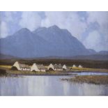 Paul Henry, RHA - COTTAGES, CONNEMARA - Coloured Print - 13 x 17 inches - Unsigned