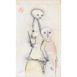 John Kingerlee - FIGURE STUDIES II - Mixed Media - 7 x 4 inches - Signed in Monogram