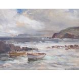 Maurice Canning Wilks, ARHA RUA - STORMY DAY, CUSHENDUN - Oil on Board - 13 x 17 inches - Signed