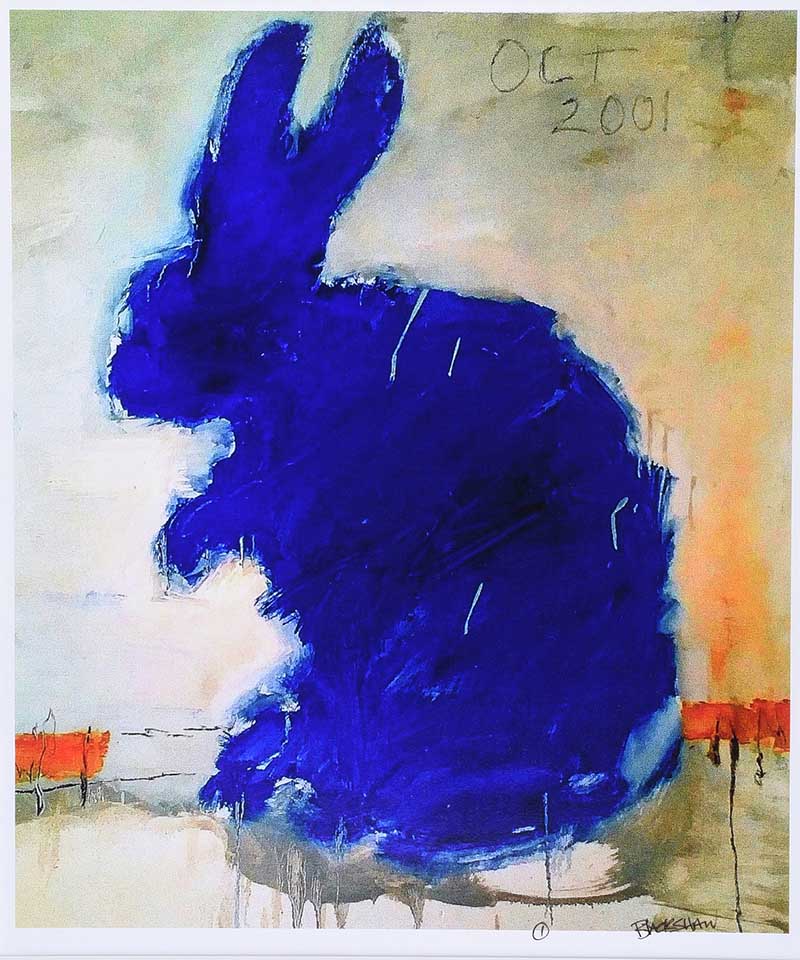 Basil Blackshaw, HRHA HRUA - BLUE HARE - Coloured Print - 14 x 12 inches - Signed