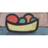 Markey Robinson - STILL LIFE, BOWL OF FRUIT - Gouache on Board - 5 x 10 inches - Signed