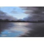 Paul Wilson - DARK CLOUDS OVER THE LOUGH - Pastel on Paper - 5 x 7 inches - Signed in Monogram