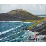 Sean Lorinyenko - THE CURRACH MEN AT TRA NA ROSSAN, DOWNINGS - Watercolour Drawing - 10.5 x 13.5