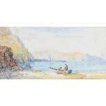 Alexander Williams, RHA - MENDING THE NETS - Watercolour Drawing - 6 x 12 inches - Signed