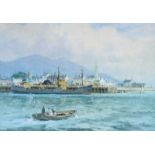 Frank McKelvey, RHA RUA - KELLY'S COAL BOAT AT WARRENPOINT - Coloured Print - 11 x 16 inches -