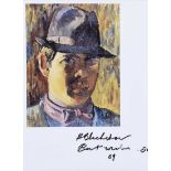 Basil Blackshaw, HRHA HRUA - THE ARTIST AS A YOUNG MAN - Coloured Print - 5 x 4 inches - Signed