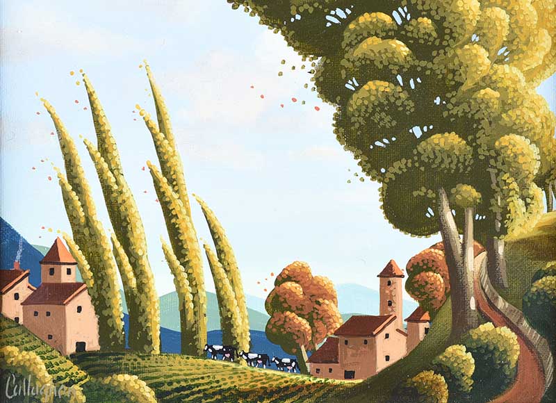 George Callaghan - WINDY DAY - Oil & Acrylic on Canvas - 7 x 10 inches - Signed