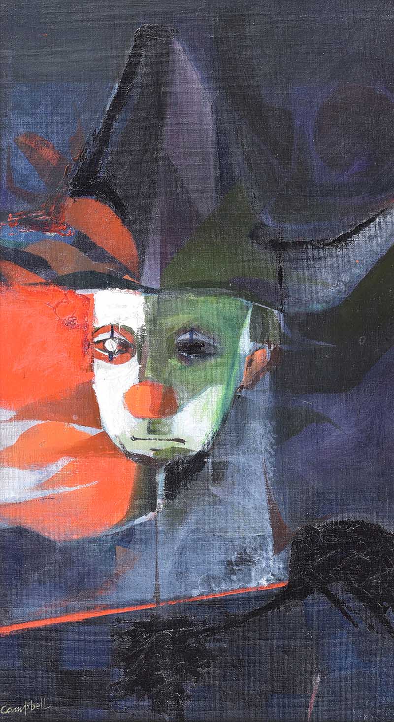 George Campbell, RHA RUA - CLOWN - Oil on Board - 21 x 12 inches - Signed