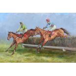 Vittorio Cirefice - BARTON BANK, KING GEORGE VI GOLD CUP - Oil on Canvas - 20 x 30 inches - Signed