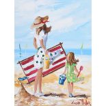 Lorna Millar - A DAY AT THE BEACH - Oil on Board - 16 x 12 inches - Signed