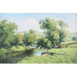 Charles McAuley - RIVER DALL, GLENS OF ANTRIM - Oil on Board - 15 x 22 inches - Signed