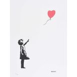 Banksy - THE GIRL WITH BALLOON - Limited Edition Coloured Lithograph (85/150) - 14 x 11 inches -