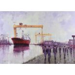 Colin H. Davidson - YARDMEN & SHIP NUMBER 1726 - Oil on Canvas - 27.5 x 39.5 inches - Signed