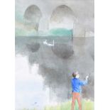 Tom Carr, HRHA RUA RWS - AT SHAW'S BRIDGE - Watercolour Drawing - 19 x 14 inches - Signed
