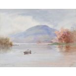 Beatrice Carey - ROWING ON THE LOUGH - Watercolour Drawing - 7 x 9 inches - Signed