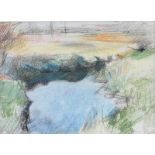 Tom Carr, HRHA RUA RWS - THE RIVER BANK - Pastel on Paper - 4.5 x 6 inches - Signed