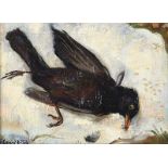 Gerard Dillon - BIRD ON INNISHLACKEN - Oil on Canvas - 8.5 x 11 inches - Signed