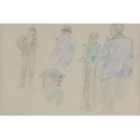 Maurice Canning Wilks, ARHA RUA - FIGURE STUDIES - Watercolour Drawing - 5 x 7 inches - Signed