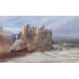 Andrew Nicholl, RHA - DUNLUCE CASTLE, COUNTY ANTRIM - Watercolour Drawing - 17 x 28 inches - Signed