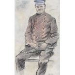 William Conor, RHA RUA - THE TRAM DRIVER - Watercolour Drawing - 9 x 6 inches - Signed